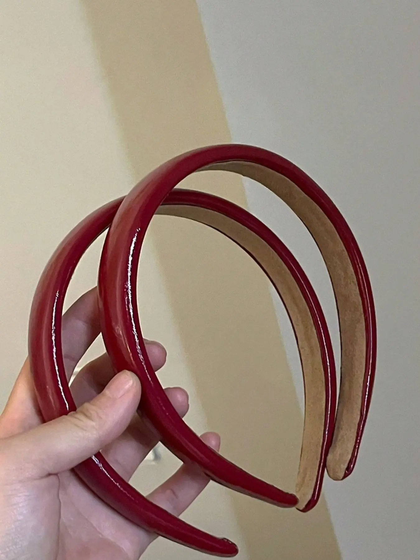 2pcs Vintage Red Faux Leather Headband, Simple Daily Wear Top Knot Hair Hoop