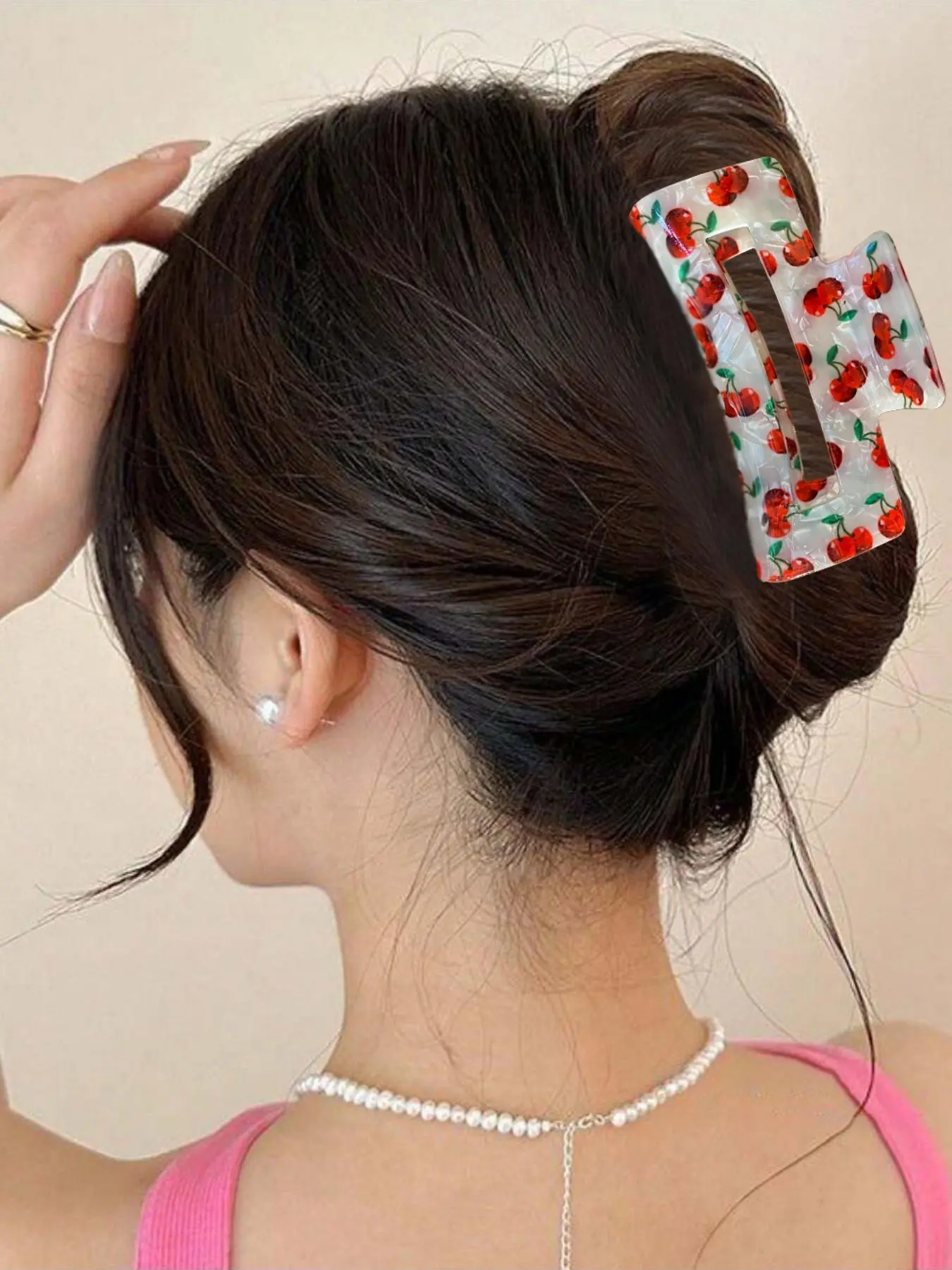 Cherry Pattern Hair Claw Cute Fruit Themed Hair Accessories for Women & Girls