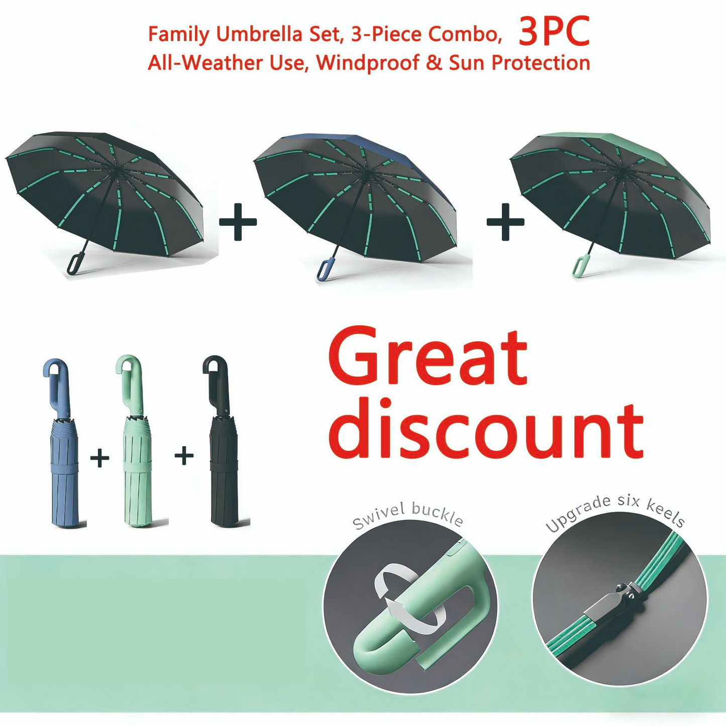 Automatic Folding Umbrella | Windproof & Waterproof, One-Touch Open/Close – 17 Colors