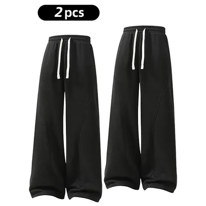 summervibes Men's Solid-Color Drawstring Pants with Curved Blade Design—Casual comfort, relaxed fit suitable for all seasons. Street-style men's trousers perfect for everyday wear and layering. Menswear Beige daily wear pant