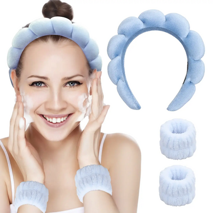 Spa Headband for Women - Makeup Headband & Wrist Washband Set