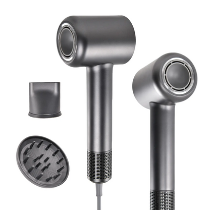 1Set High-Powered Brushless Hair Dryer with Diffuser (Dark Gray) - 110000 RPM Motor, Ionized, Ultra-Quiet, Lightweight, Smart Temperature Control, Smooth Fast Drying for Curly & All Hair Types, Brushless Hair Dryers