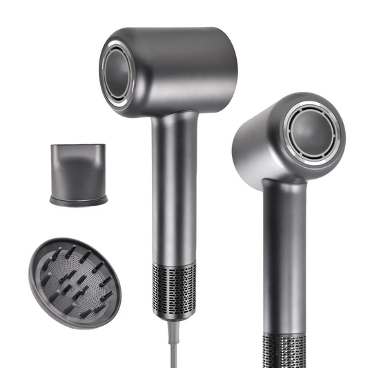 1Set High-Powered Brushless Hair Dryer with Diffuser (Dark Gray) - 110000 RPM Motor, Ionized, Ultra-Quiet, Lightweight, Smart Temperature Control, Smooth Fast Drying for Curly & All Hair Types, Brushless Hair Dryers