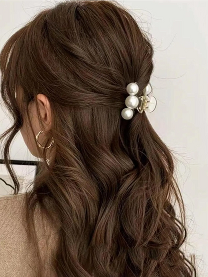 Faux Pearl Decorated Hair Claw for Women