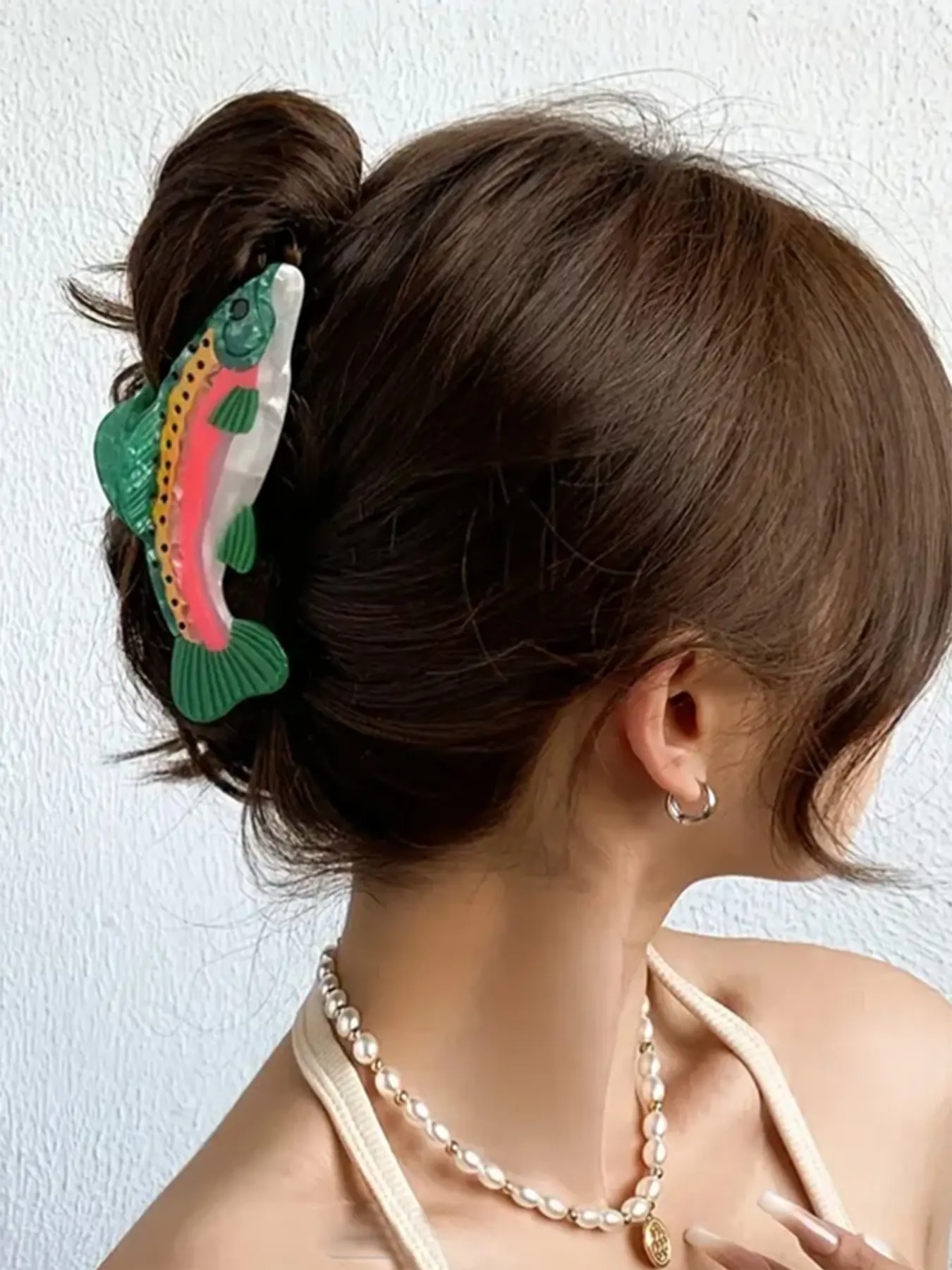 Cute Polka Dot Fish-Shaped Hair Claw Clip, Fun Hair Clips