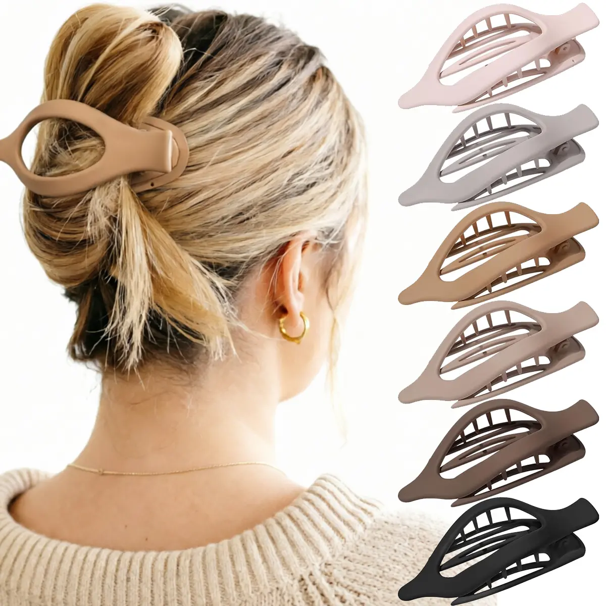Flat Claw Clips Elegant French Concord Hair Clips Side Slide Duckbill Clips