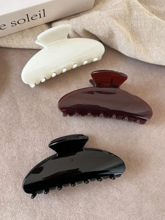 3-Piece 9cm Large Lightweight Hair Claw Set, Solid Color Claw Clips for Women