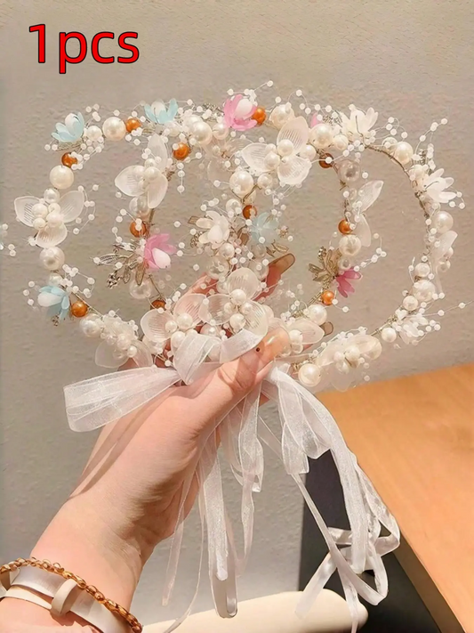 Elegant Pearl-Imitation Flower Hairband, New Forest Style Vintage Hair Accessory