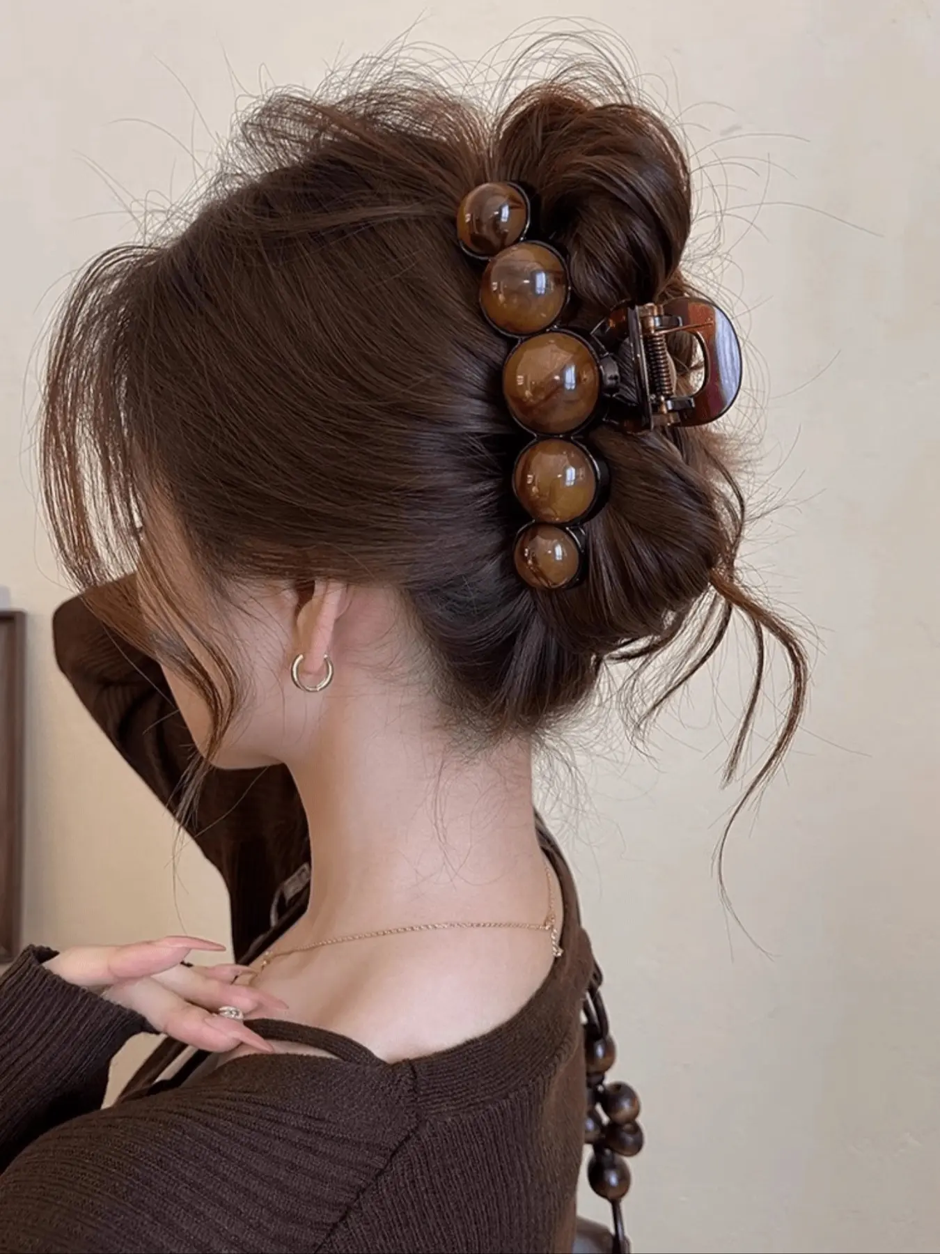 Elegant Pearl Design Large Acrylic Hair Claw, Durable & Stylish Hair Accessory for Women