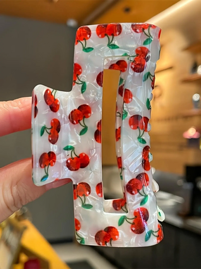 Cherry Pattern Hair Claw Cute Fruit Themed Hair Accessories for Women & Girls