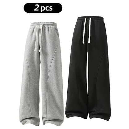 summervibes Men's Solid-Color Drawstring Pants with Curved Blade Design—Casual comfort, relaxed fit suitable for all seasons. Street-style men's trousers perfect for everyday wear and layering. Menswear Beige daily wear pant