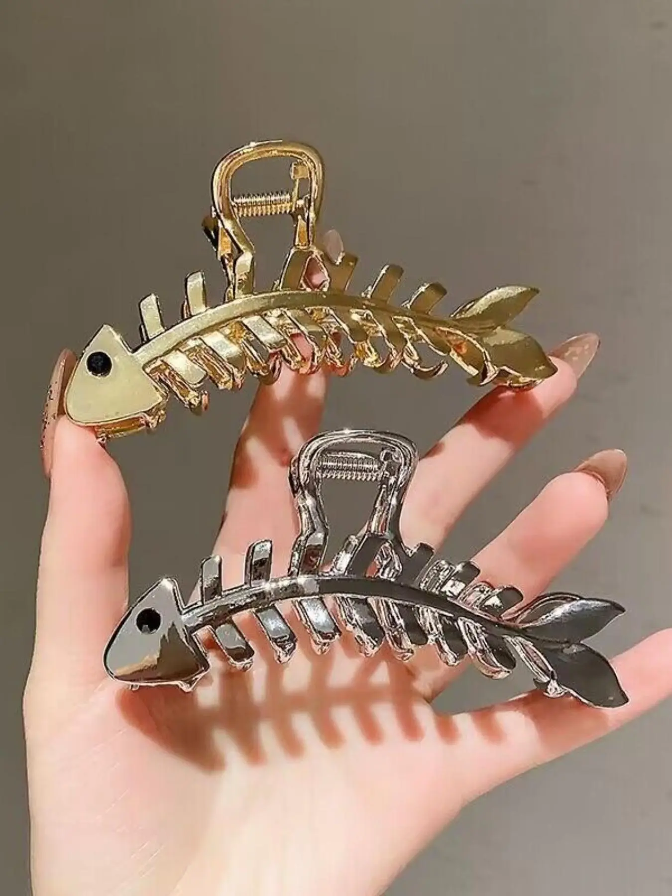 Women's Elegant Fish Bone Design Hair Claws, 2 Counts/set