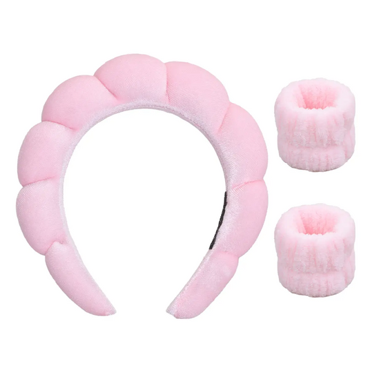 Spa Headband for Women - Makeup Headband & Wrist Washband Set