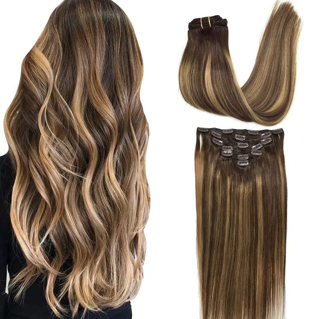 1/2Pcs Hair Extensions Clip in Human Hair Natural Straight Remy Hair Easy