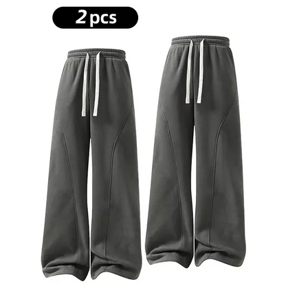summervibes Men's Solid-Color Drawstring Pants with Curved Blade Design—Casual comfort, relaxed fit suitable for all seasons. Street-style men's trousers perfect for everyday wear and layering. Menswear Beige daily wear pant