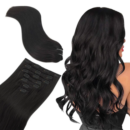 1/2Pcs Hair Extensions Clip in Human Hair Natural Straight Remy Hair Easy