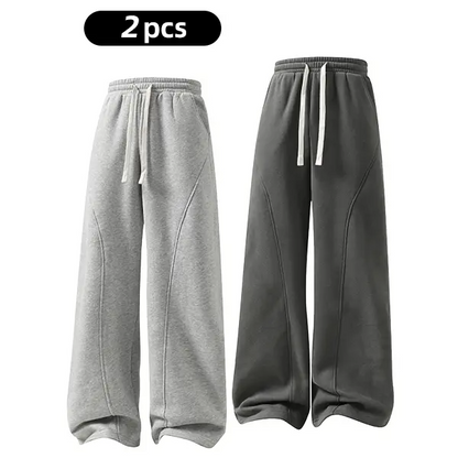 summervibes Men's Solid-Color Drawstring Pants with Curved Blade Design—Casual comfort, relaxed fit suitable for all seasons. Street-style men's trousers perfect for everyday wear and layering. Menswear Beige daily wear pant