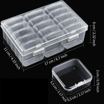 1Pcs Mini Clear Plastic Organizer Boxes with Hinged Snap Closure Lids