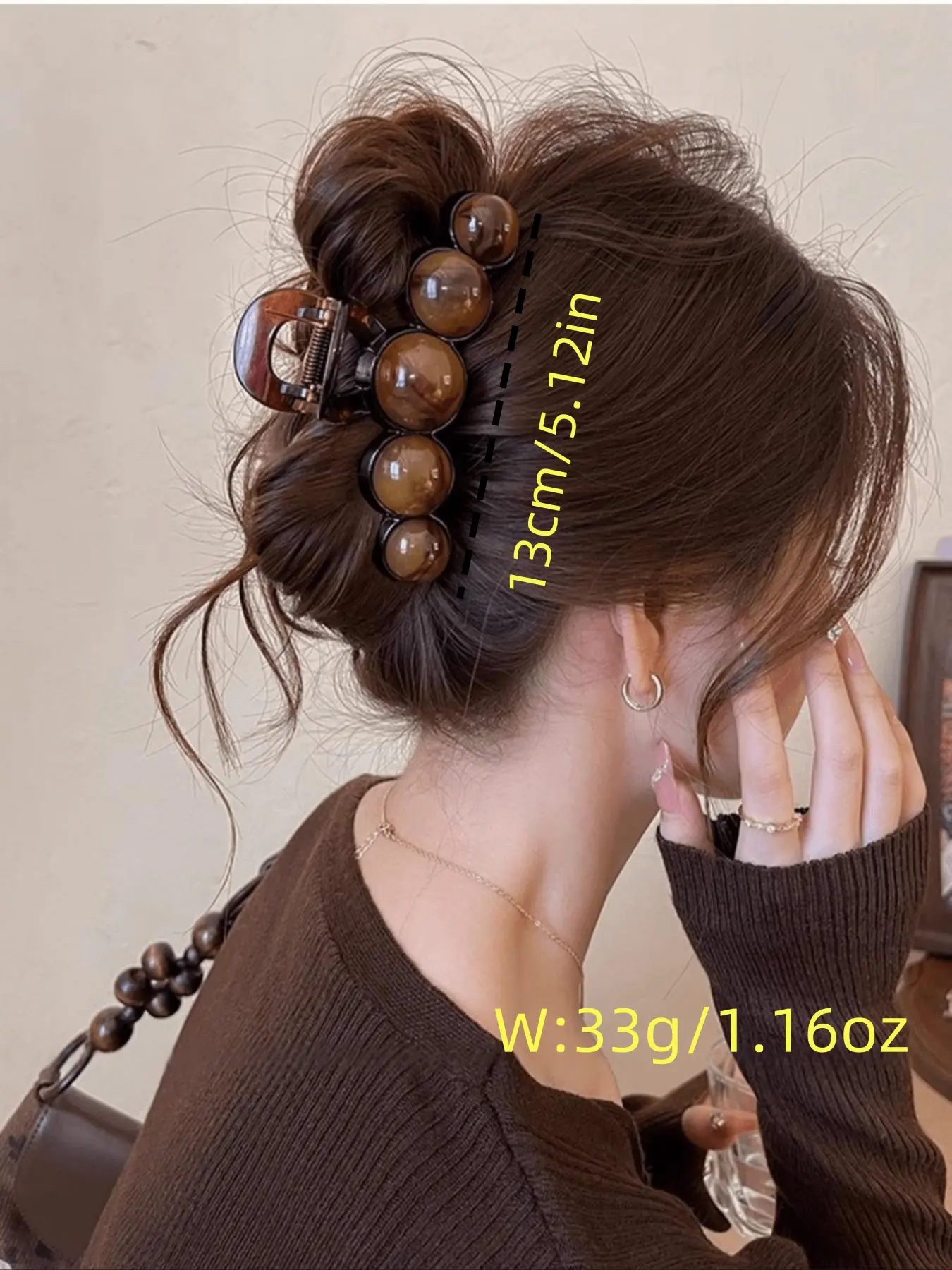 Elegant Pearl Design Large Acrylic Hair Claw, Durable & Stylish Hair Accessory for Women