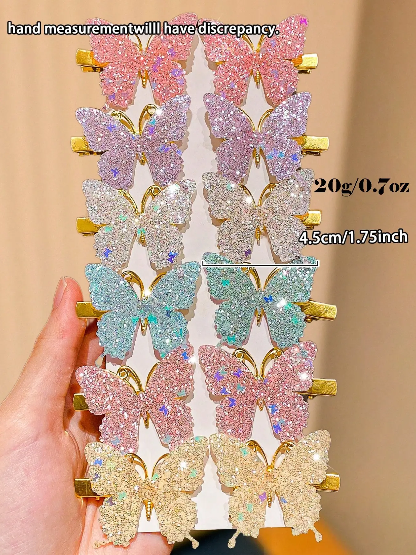 12pcs Colorful Shiny Butterfly Hair Clips, Hair Clip Set