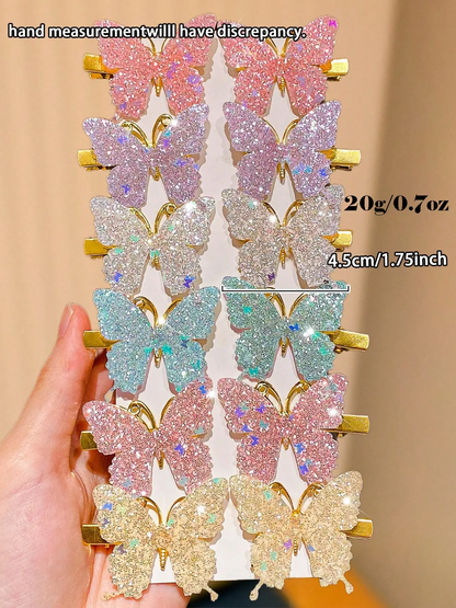 12pcs Colorful Shiny Butterfly Hair Clips, Hair Clip Set