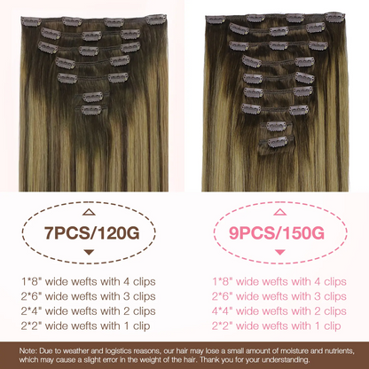 1/2Pcs Hair Extensions Clip in Human Hair Natural Straight Remy Hair Easy