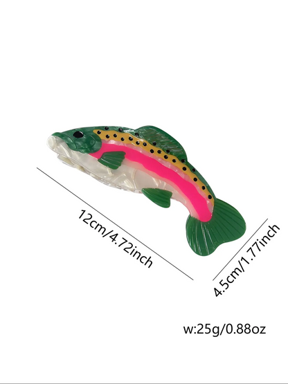 Cute Polka Dot Fish-Shaped Hair Claw Clip, Fun Hair Clips