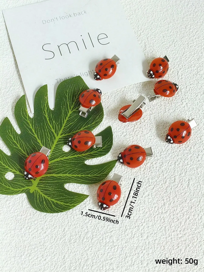 10pcs Ladybug Hair Clip Set for Girls, Non-Slip Hair Barrettes