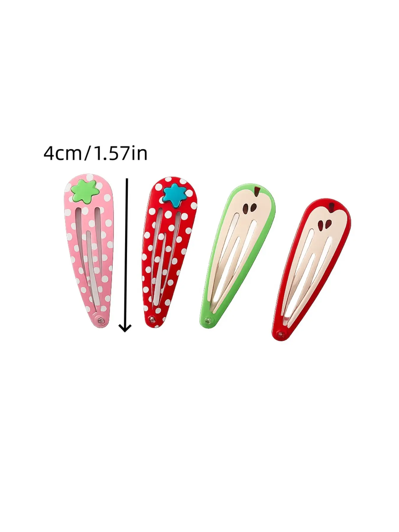 Strawberry & Apple Hair Clips 8Pcs  Cute Aesthetic Y2K Snap Clips for Girls