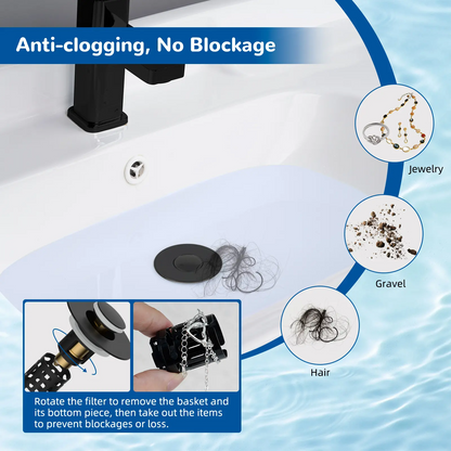 3-in-1 Bathroom Sink Drain Strainer | Pop-Up Stopper, Hair Catcher & Anti-Clog