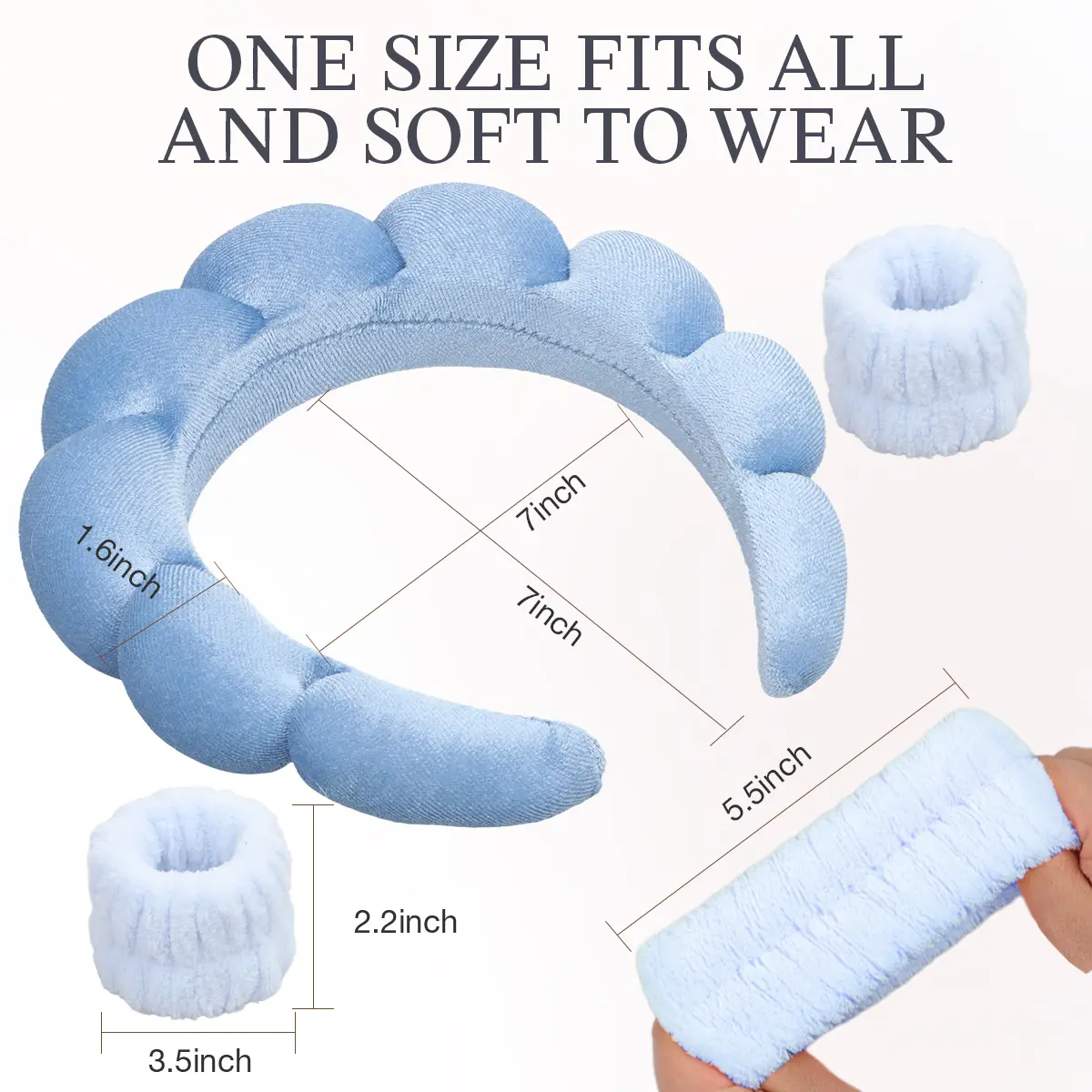 Spa Headband for Women - Makeup Headband & Wrist Washband Set