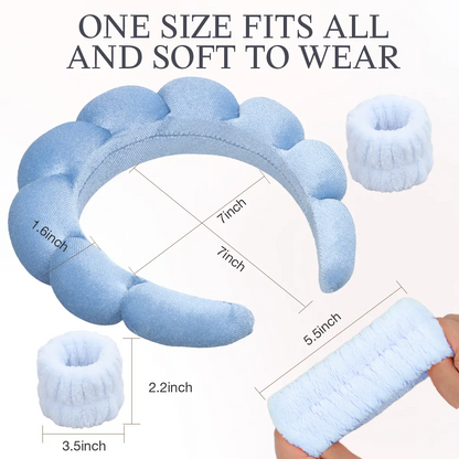 Spa Headband for Women - Makeup Headband & Wrist Washband Set