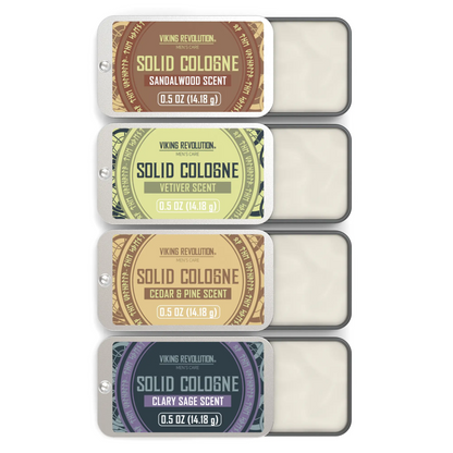 Solid Cologne for Men – 12-Scent Travel Tin Set | Alcohol-Free Balm | 0.5 oz Each