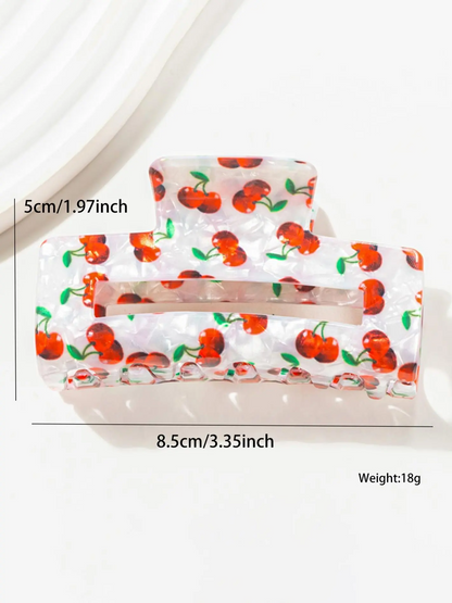 Cherry Pattern Hair Claw Cute Fruit Themed Hair Accessories for Women & Girls