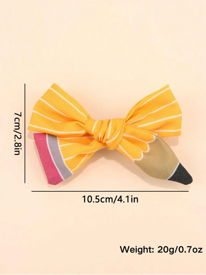 2pcs Back To School Season Pencil Hair Bow Clips