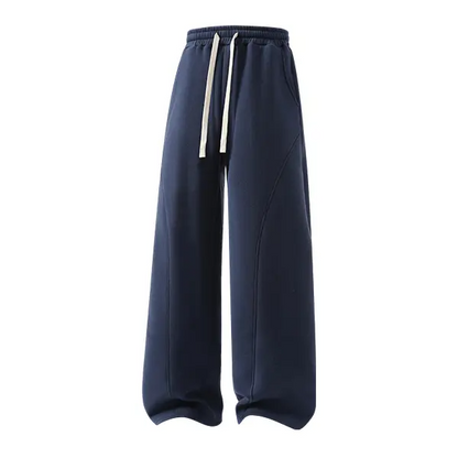 summervibes Men's Solid-Color Drawstring Pants with Curved Blade Design—Casual comfort, relaxed fit suitable for all seasons. Street-style men's trousers perfect for everyday wear and layering. Menswear Beige daily wear pant