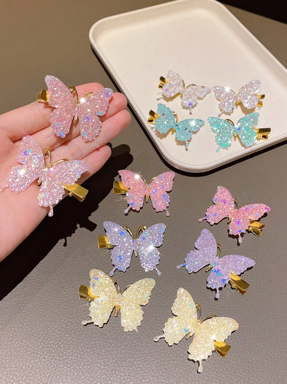 12pcs Colorful Shiny Butterfly Hair Clips, Hair Clip Set