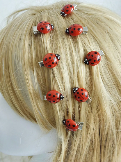 10pcs Ladybug Hair Clip Set for Girls, Non-Slip Hair Barrettes