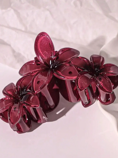 Elegant Burgundy Floral Shark Claw Cute Daisy Clip
