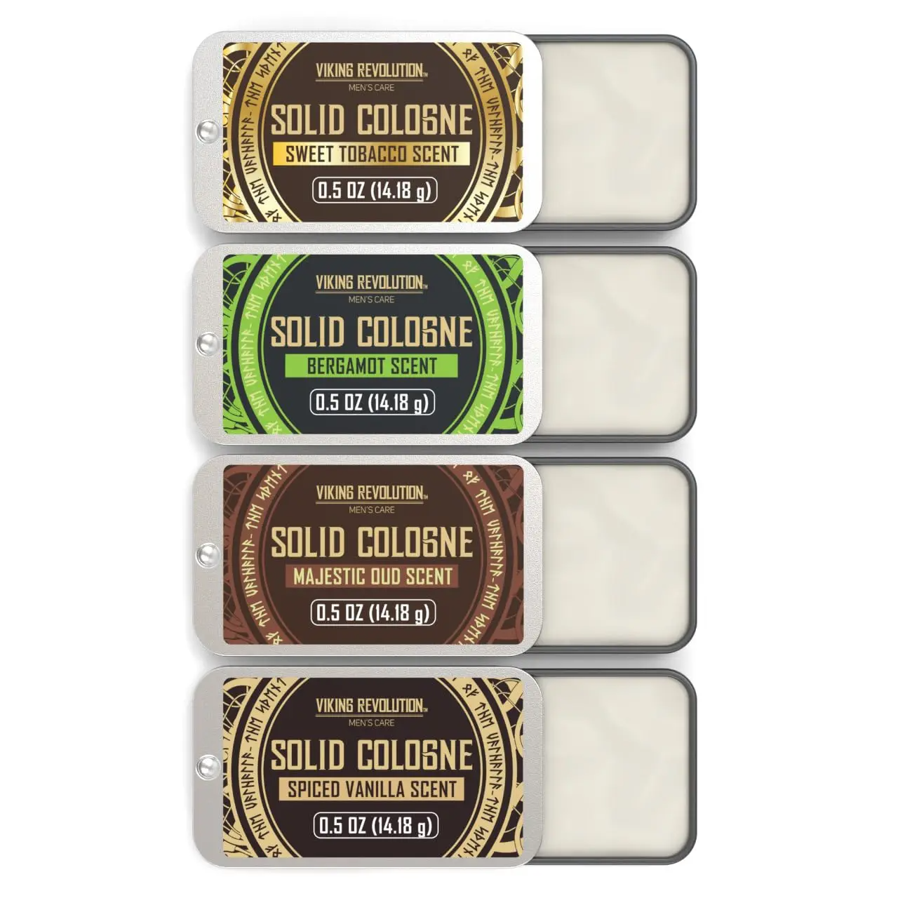 Solid Cologne for Men – 12-Scent Travel Tin Set | Alcohol-Free Balm | 0.5 oz Each