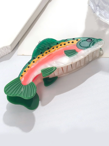 Cute Polka Dot Fish-Shaped Hair Claw Clip, Fun Hair Clips