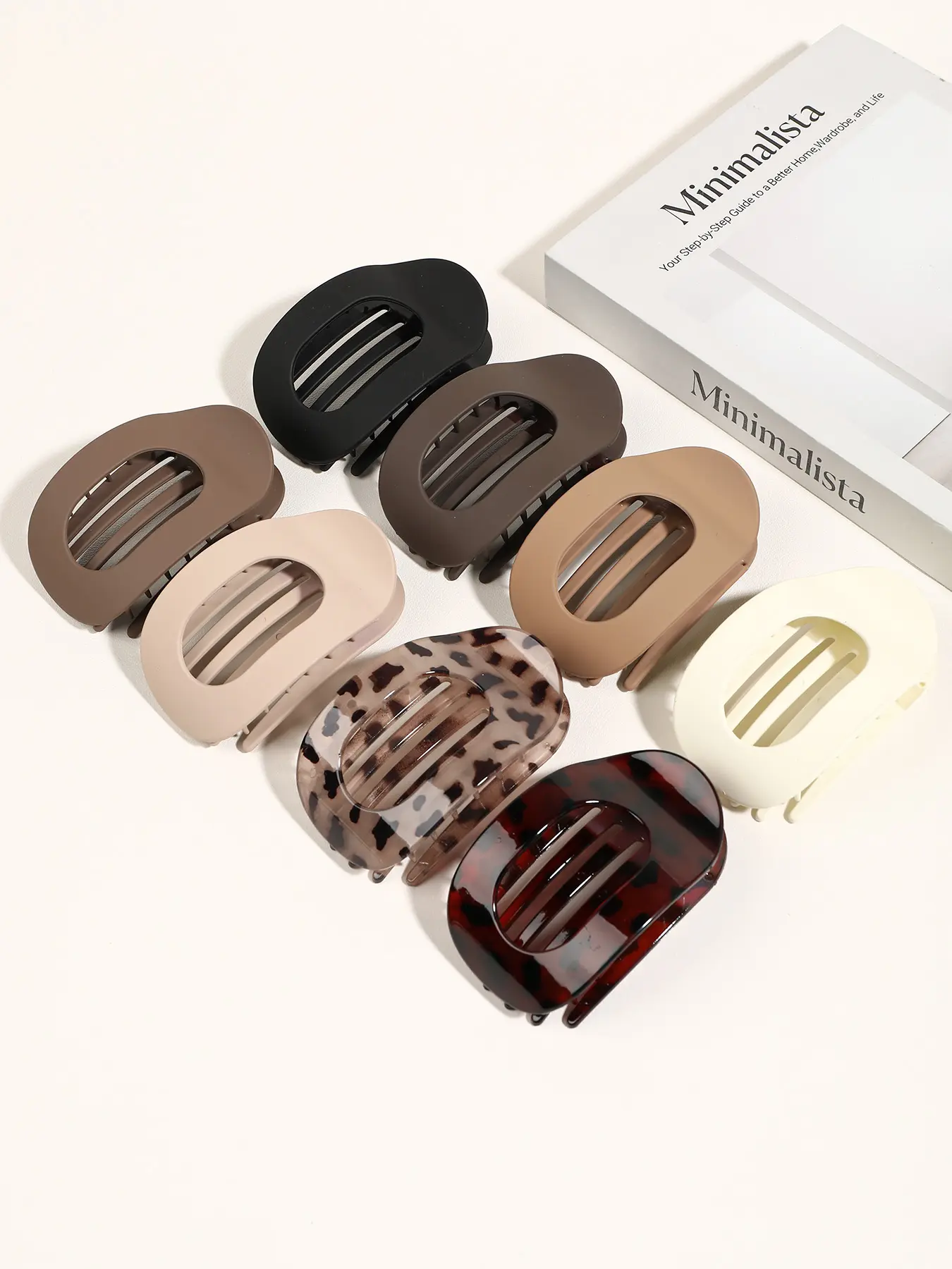 8pcs Medium Oval Claw Clips Non Slip Strong Hold Matte Hair Clamps Tortoise