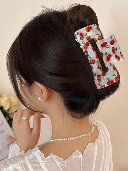 Cherry Pattern Hair Claw Cute Fruit Themed Hair Accessories for Women & Girls