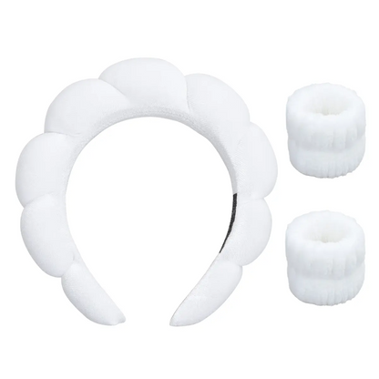 Spa Headband for Women - Makeup Headband & Wrist Washband Set