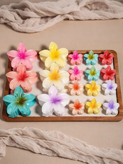 18 Pcs Gradient Candy Color Flower Hair Clips, Hair Clip Set