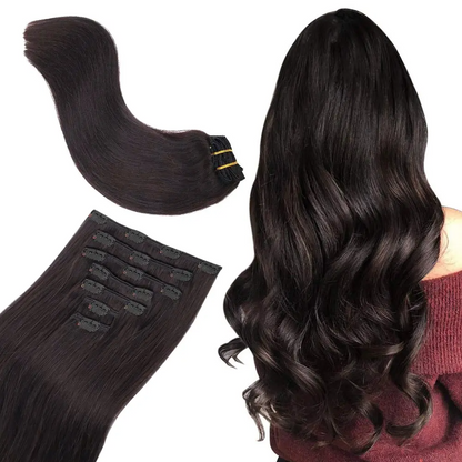 1/2Pcs Hair Extensions Clip in Human Hair Natural Straight Remy Hair Easy