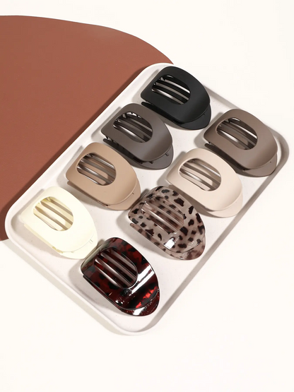 8pcs Medium Oval Claw Clips Non Slip Strong Hold Matte Hair Clamps Tortoise
