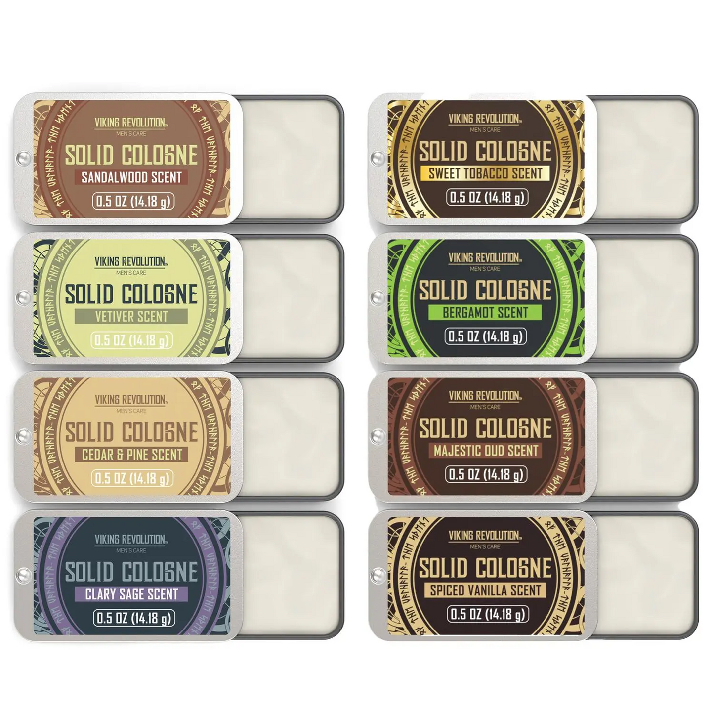 Solid Cologne for Men – 12-Scent Travel Tin Set | Alcohol-Free Balm | 0.5 oz Each