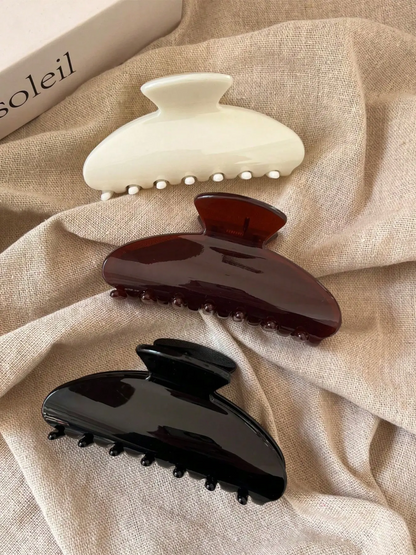 3-Piece 9cm Large Lightweight Hair Claw Set, Solid Color Claw Clips for Women