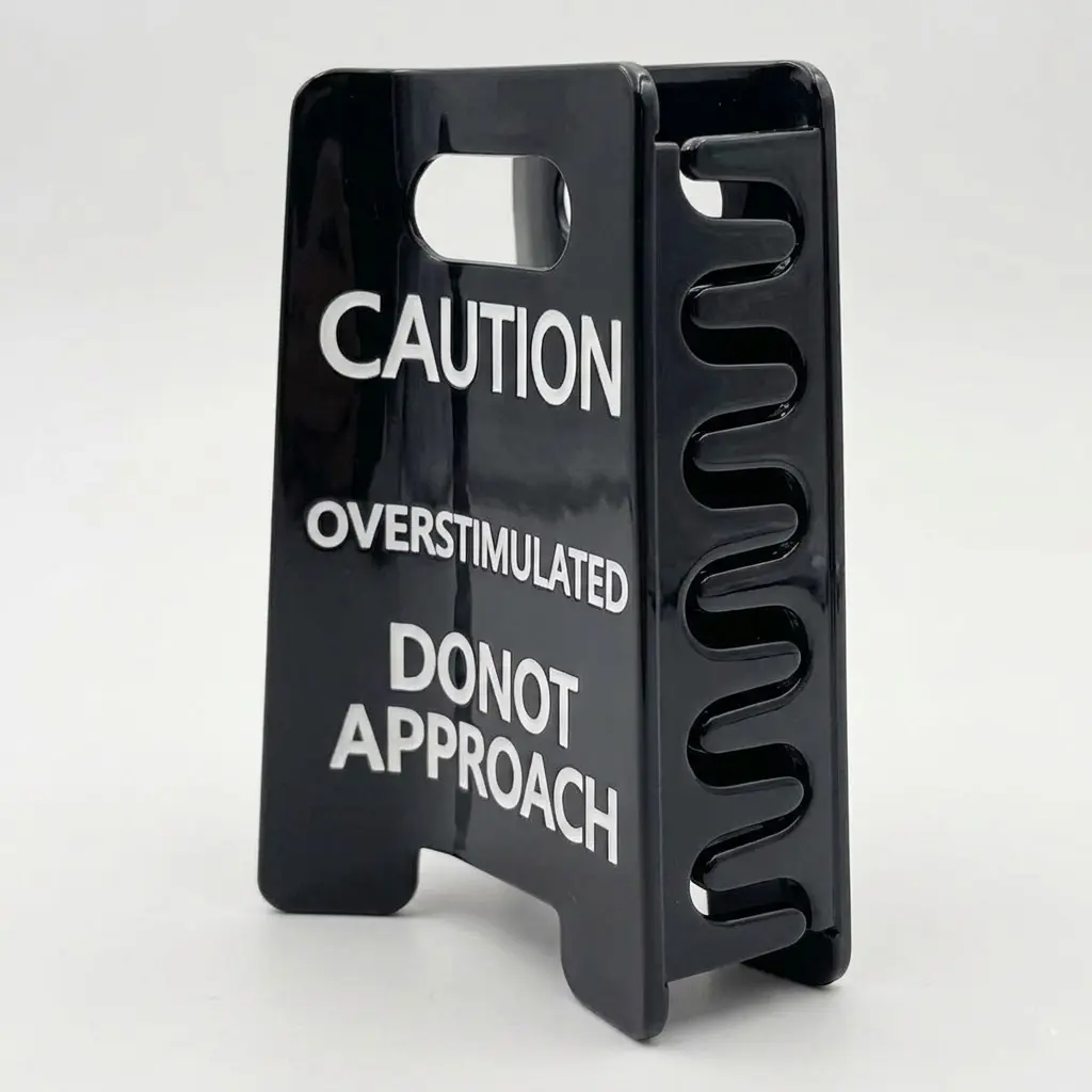 Overstimulated Caution Sign Hair Claw Clip, Setting Boundaries Caution Sign Hair Claw for Women